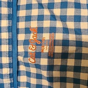 Blue gingham short sleeve button down